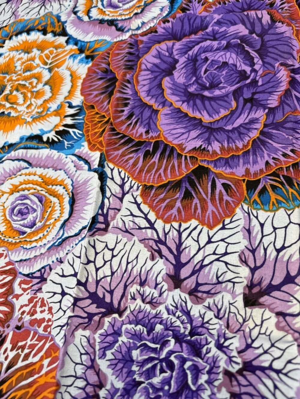 Kaffe Fassett Brassica Rowan Quilting Cotton Fabric 18x42" Purple Orange Floral - Picture 11 of 14